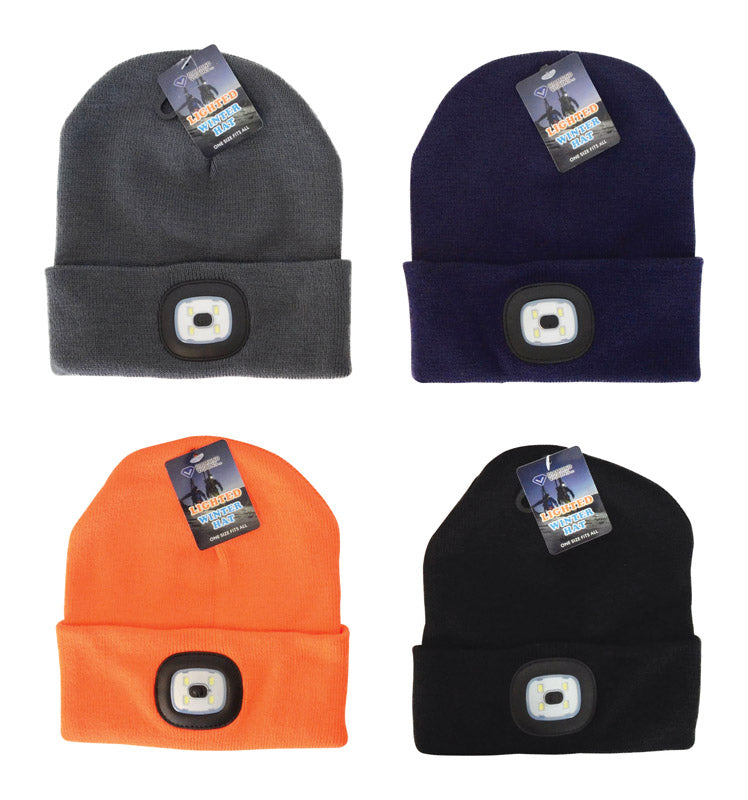 DIAMOND VISIONS INC, Diamond Visions Beanie Lighted Winter Hat Assorted Colors One Size Fits All (Pack of 24).