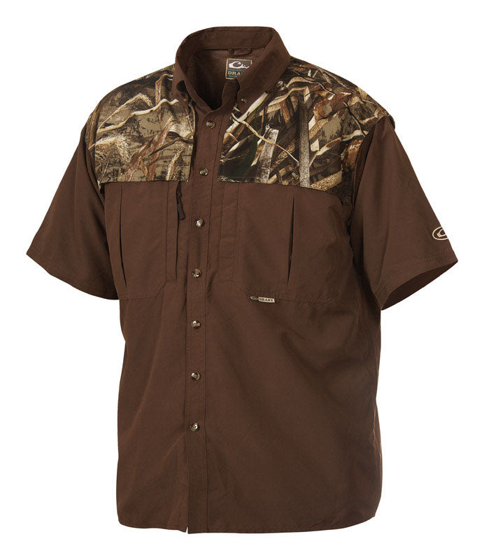 ICON OUTDOORS LLC, Drake  EST  S  Short Sleeve  Men's  Collared  Brown/Camo  Work Shirt