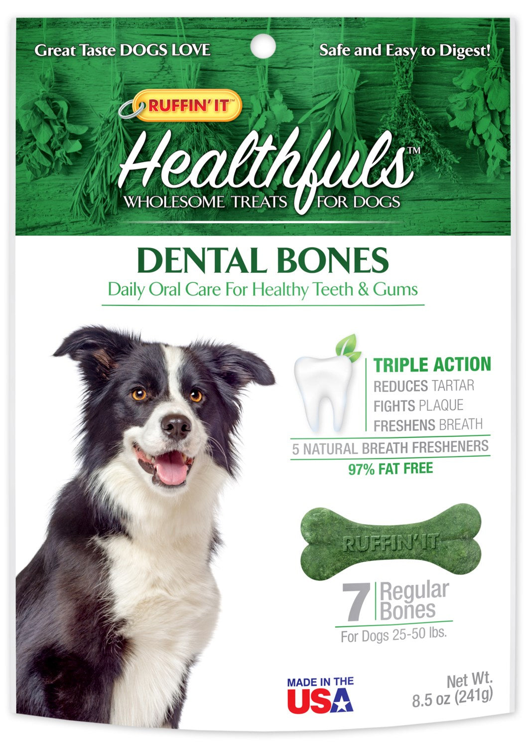 Ruffin It, Ruffin It 08408 Large Chicken Flavor Healthfuls Dental Bones 7 Count (Pack of 3)