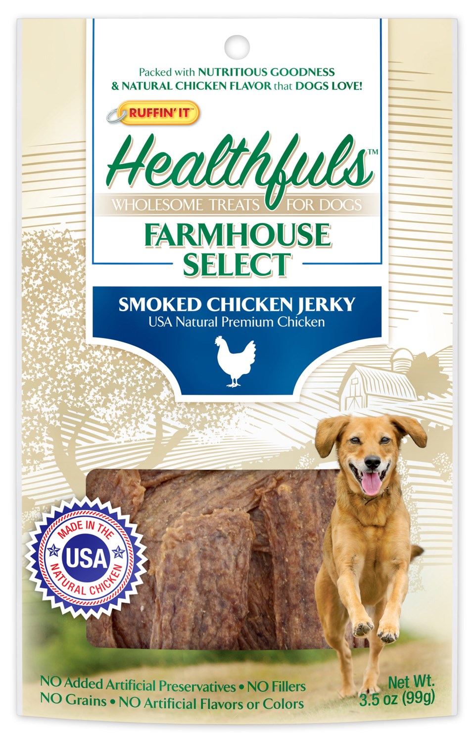 Ruffin It, Ruffin It 08513 3.5 Oz. Smoked Chicken Jerky Dog Treats (Pack of 3)