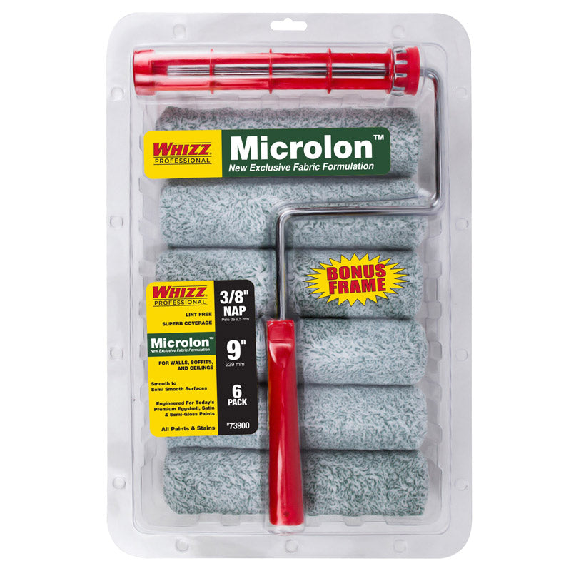 BEHR PROCESS CORPORATION, Whizz Microlon 9 in. W X 3/8 in. Regular Paint Roller Cover 6 pk