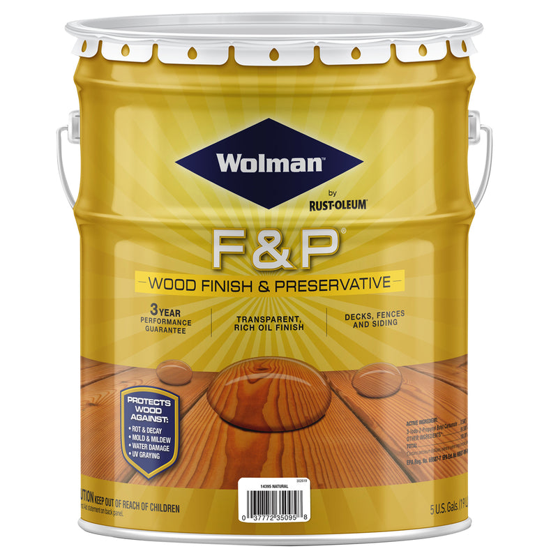 RUST-OLEUM CORP, Wolman F&P Satin Natural Oil-Based Wood Finish 5 gal